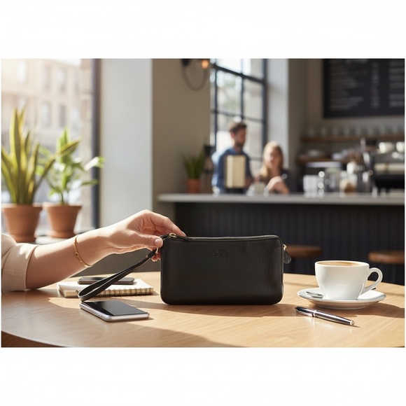 Coach Handbags - Coach Black Leather Wristlet